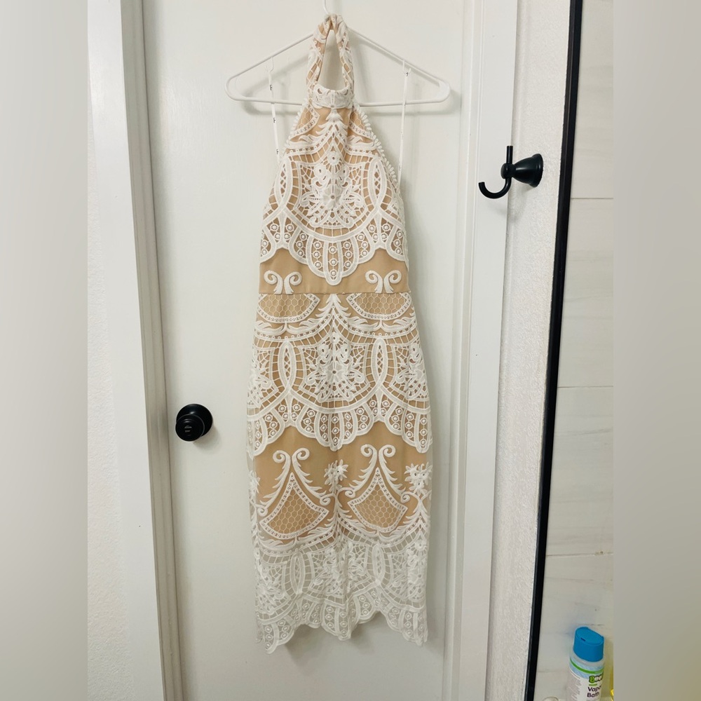 Lulu's Cream and White Lace Dress